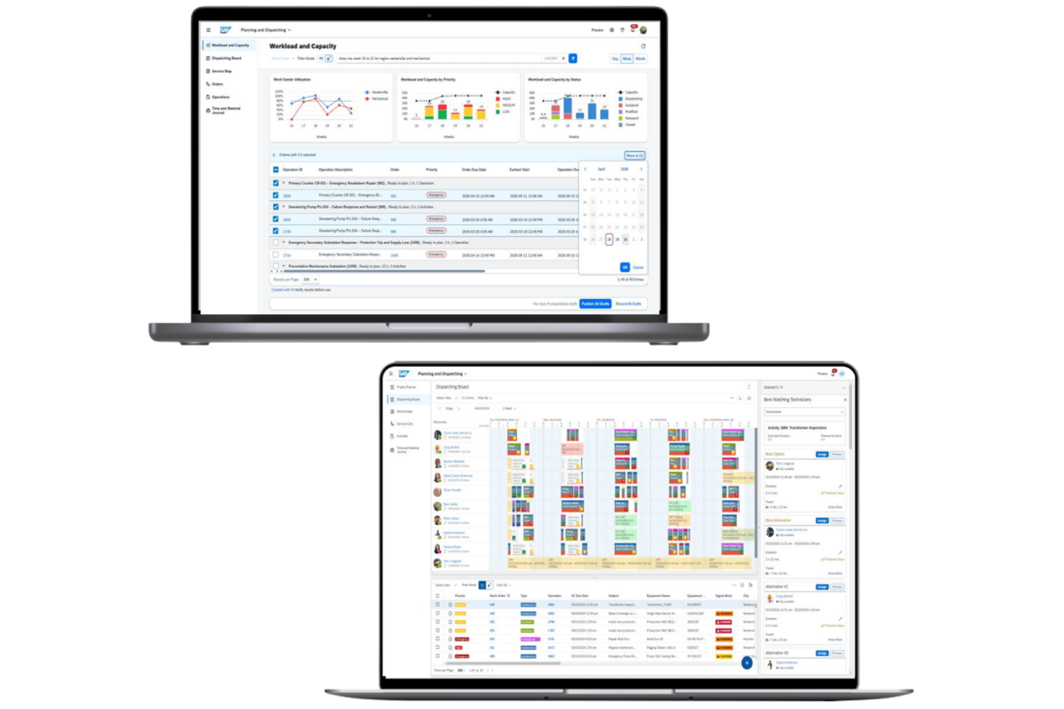 Planning and Dispatching Screens